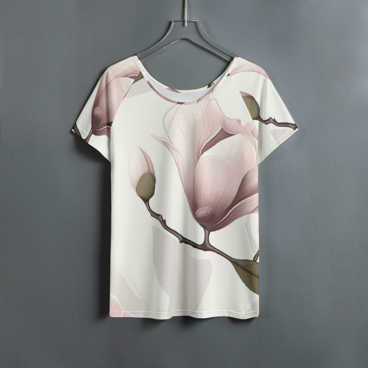 All-Over Print Women's Round Neck T-shirt With Raglan Sleeve