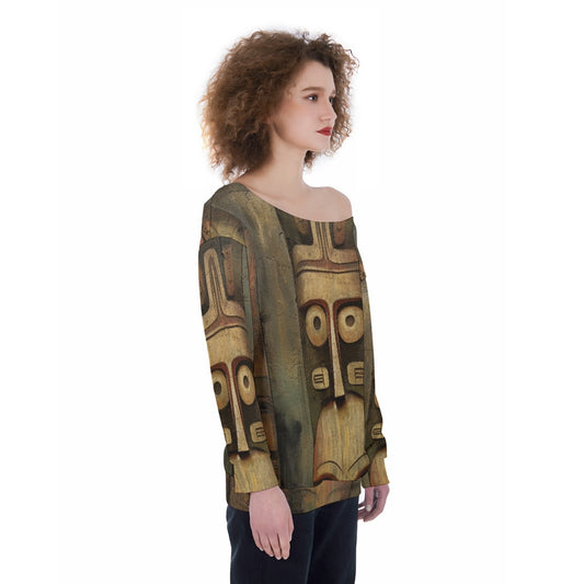 All-Over Print Oversized Women's Off-Shoulder Sweatshirt