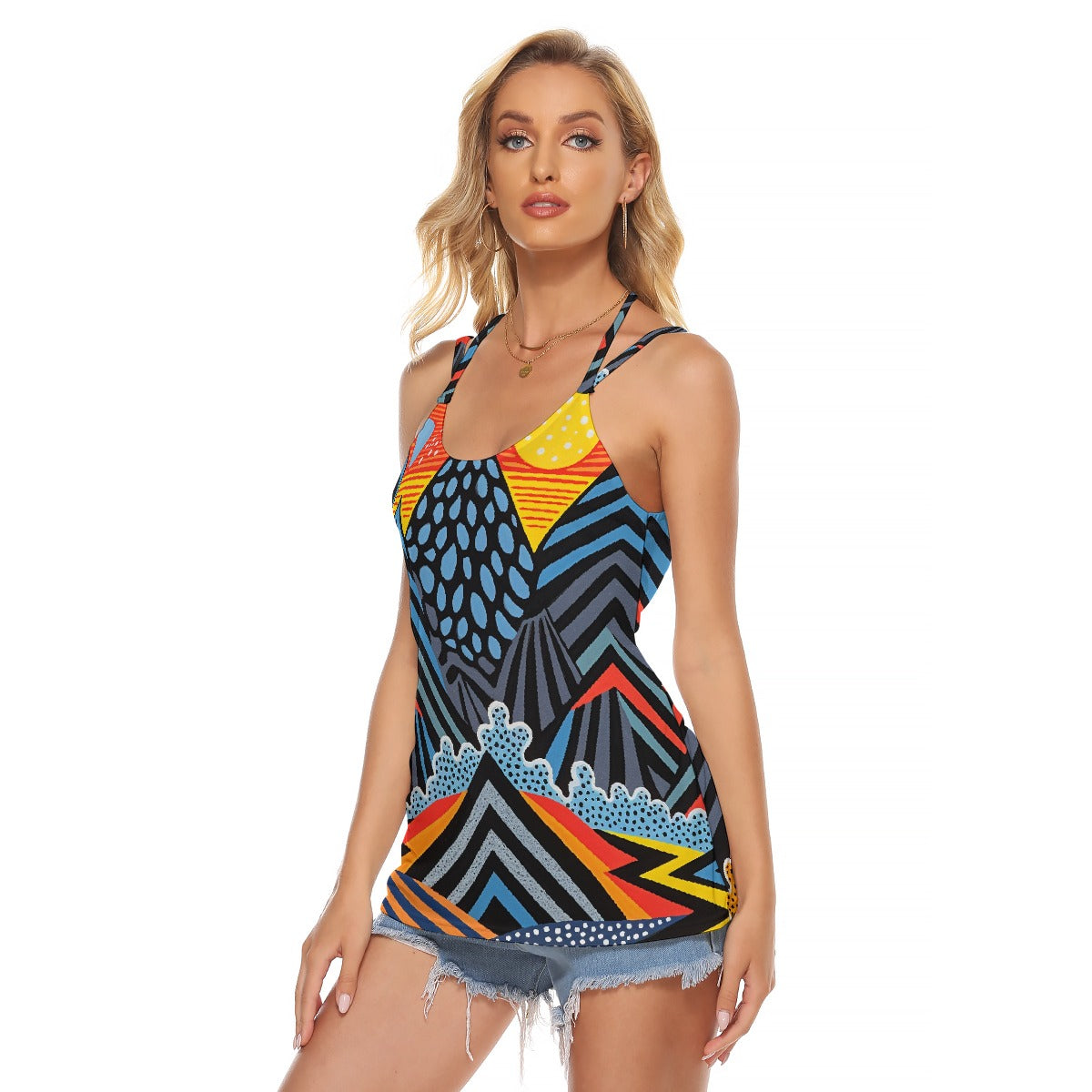 All-Over Print Women's Halter Top With Backless