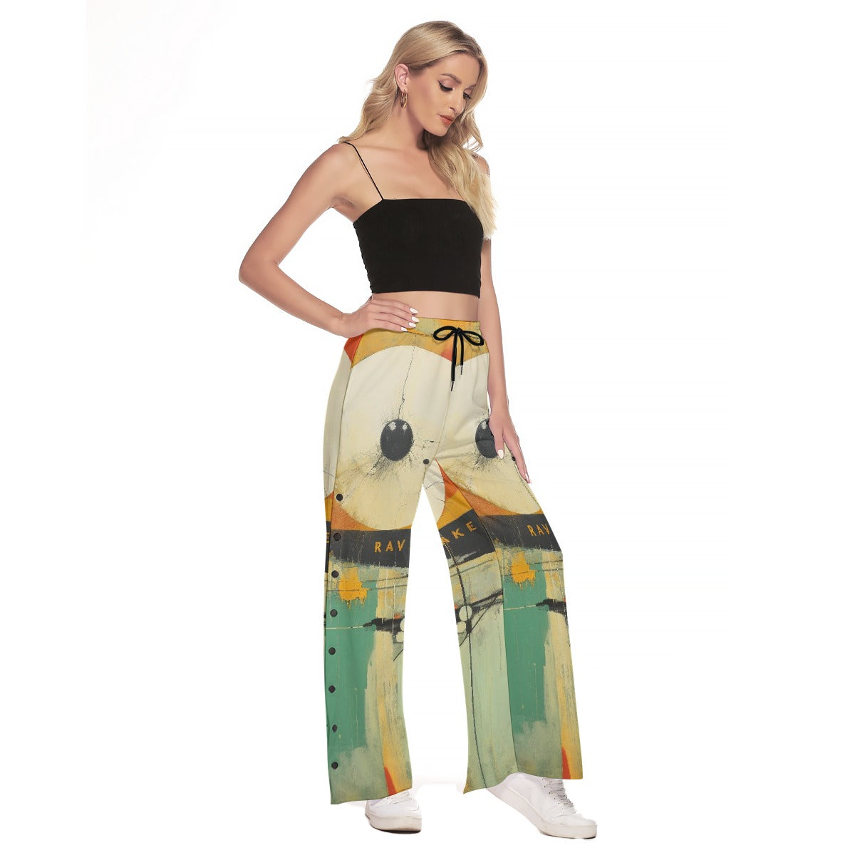 All-Over Print Women's Side Slit Snap Button Trousers