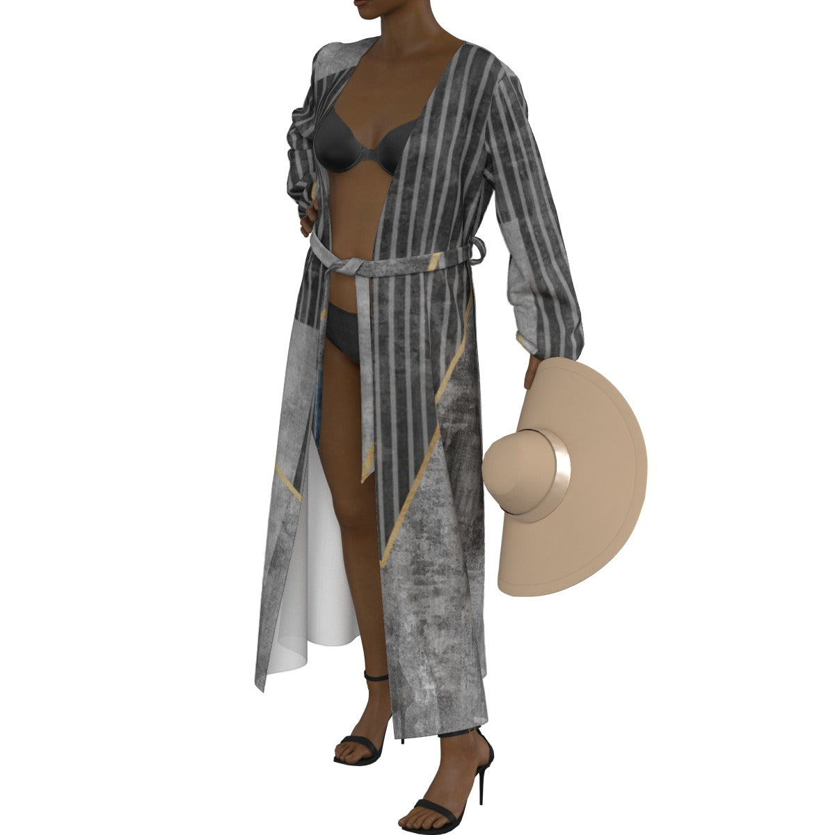 All-Over Print Women's Lace-up Chiffon Robe