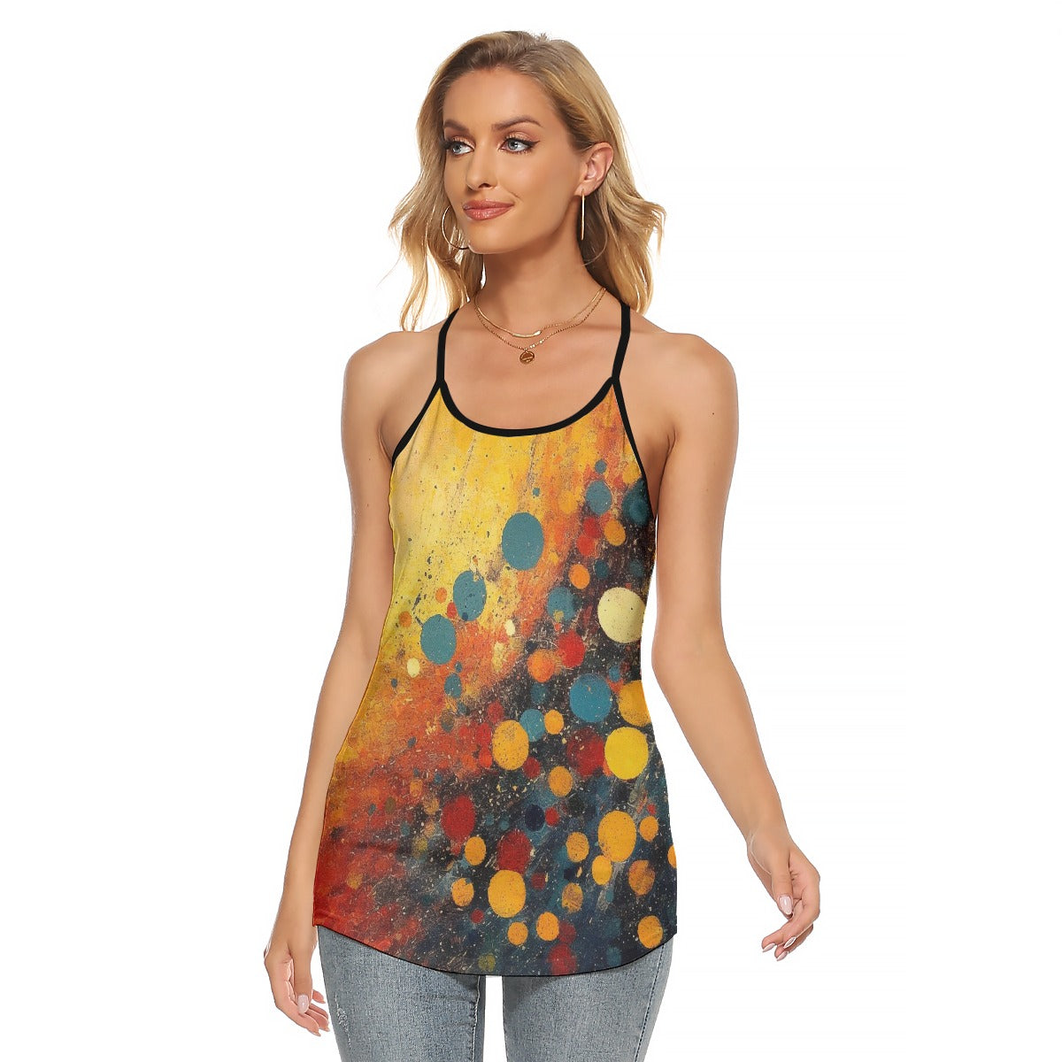 All-Over Print Women's Criss-Cross Open Back Tank Top