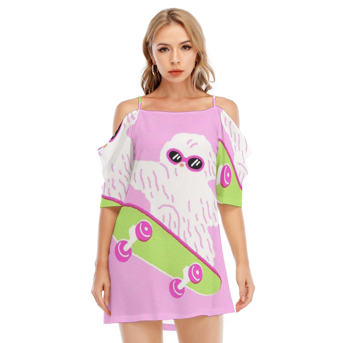 All-Over Print Women's Off-shoulder Cami Dress