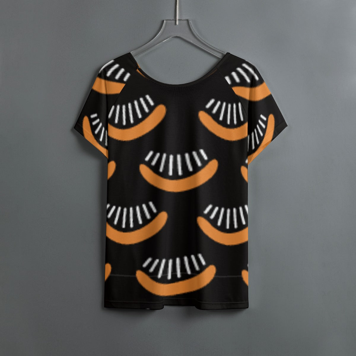 All-Over Print Women's Round Neck T-shirt With Raglan Sleeve