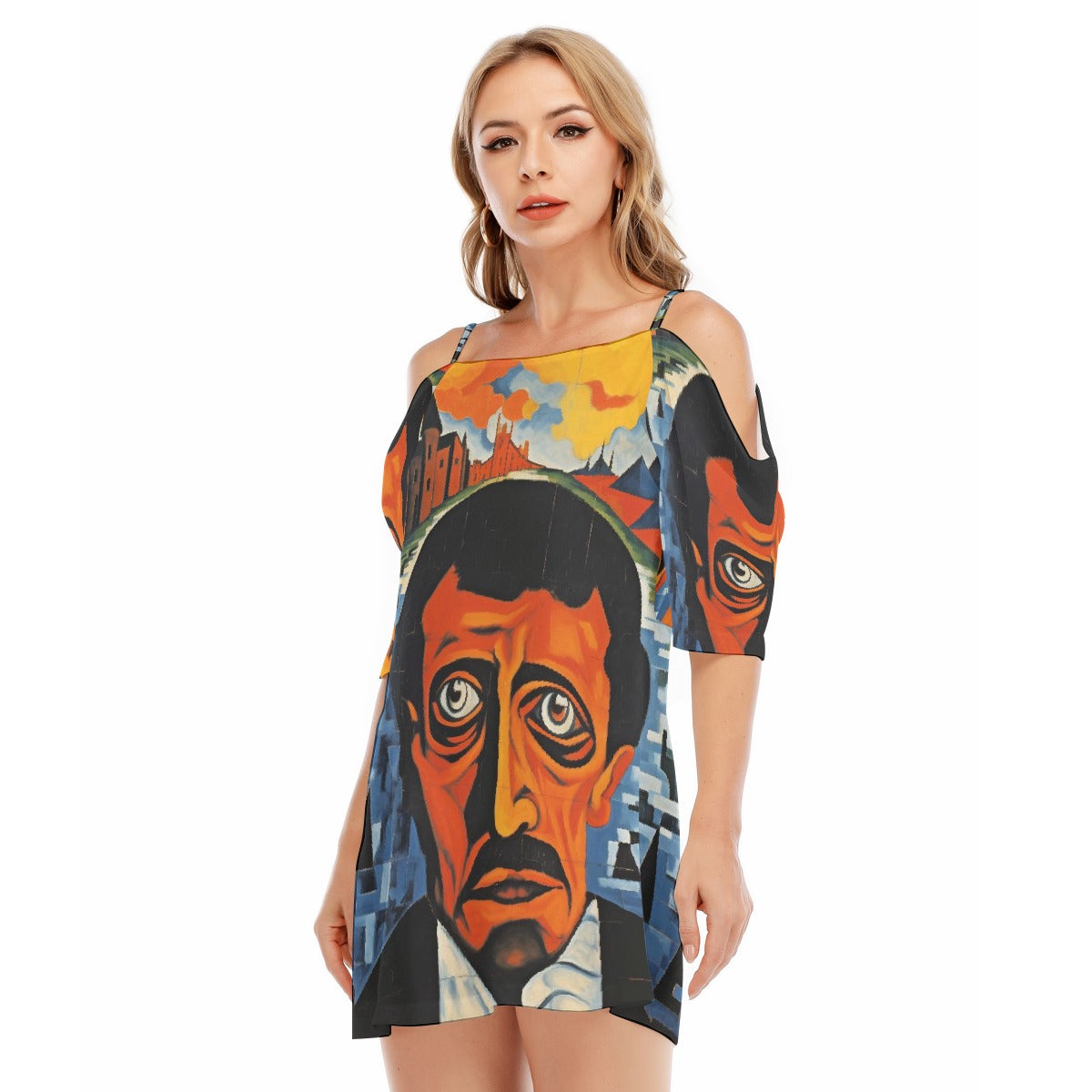 All-Over Print Women's Off-shoulder Cami Dress