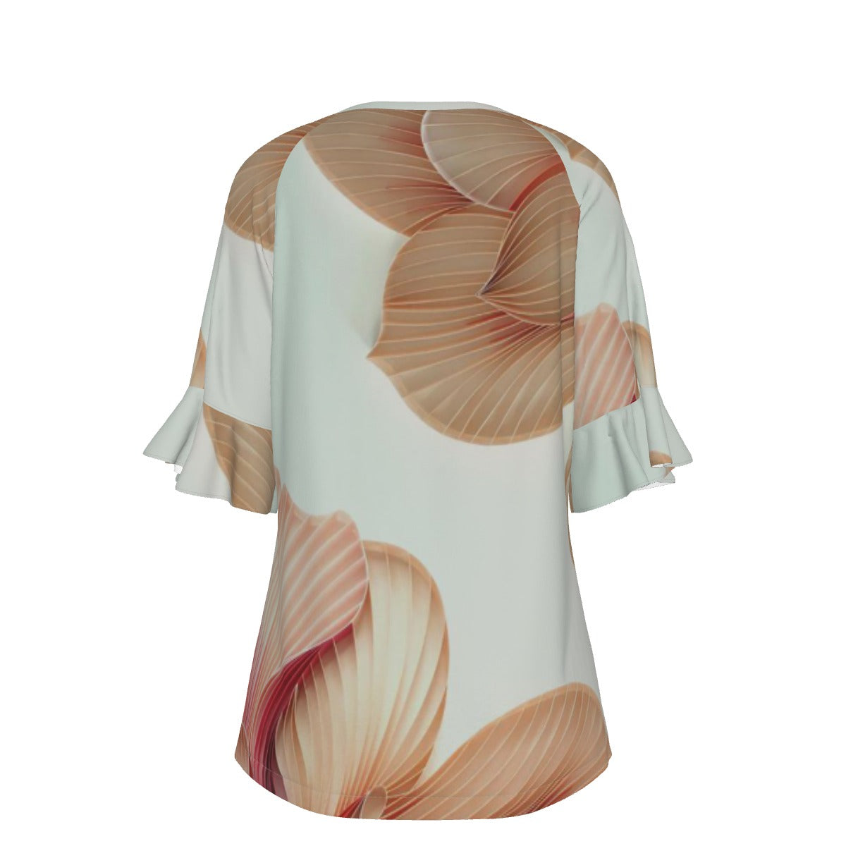 All-Over Print V-neck Women's T-shirt With Bell Sleeve