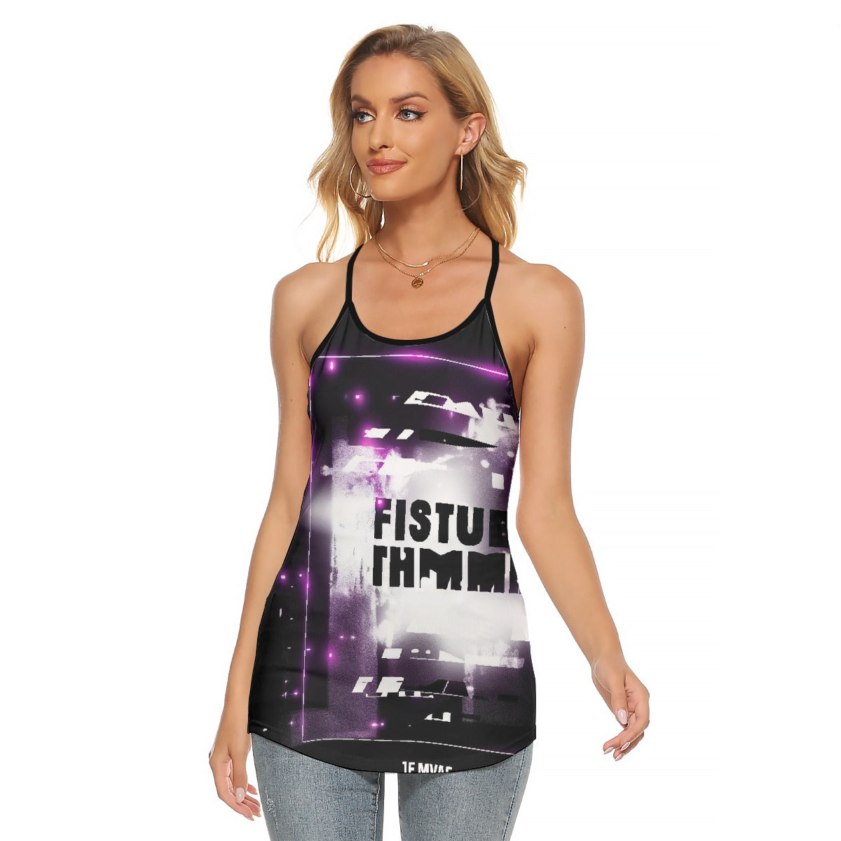 All-Over Print Women's Criss-Cross Open Back Tank Top