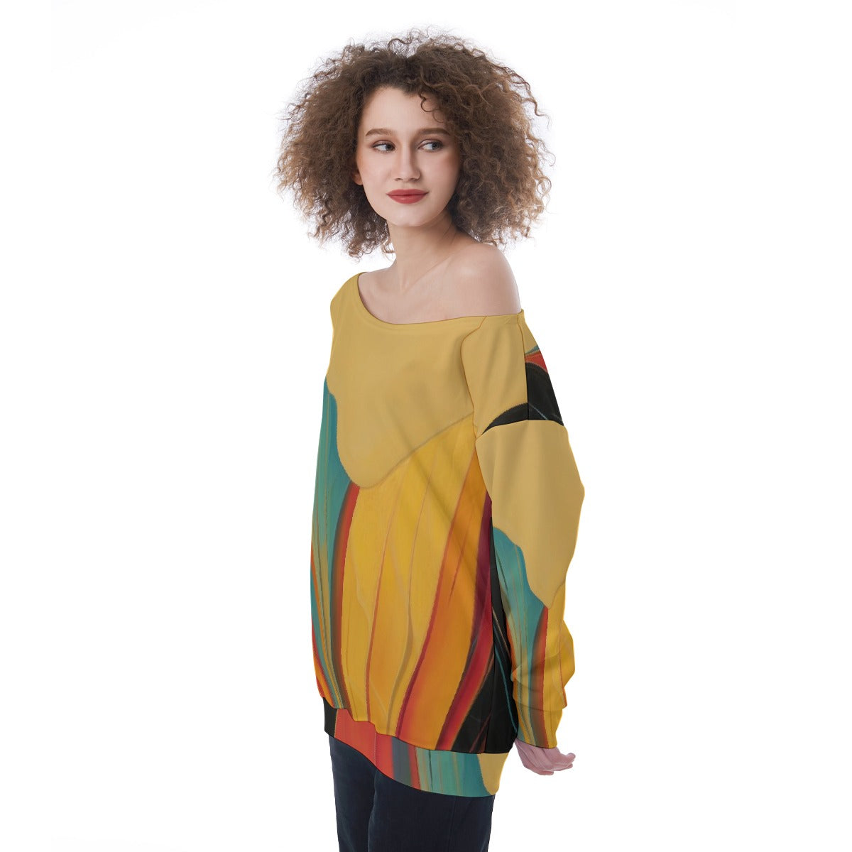 All-Over Print Oversized Women's Off-Shoulder Sweatshirt