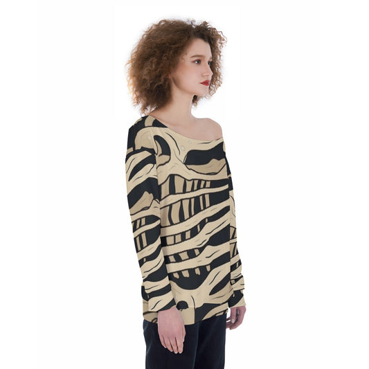 All-Over Print Oversized Women's Off-Shoulder Sweatshirt