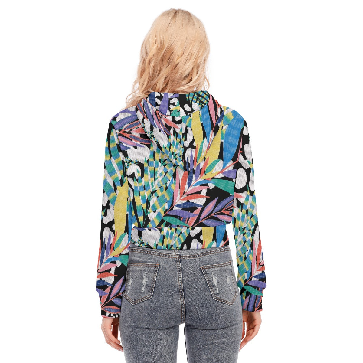 All-Over Print Women's Crop Top Hoodie With Zipper Closure