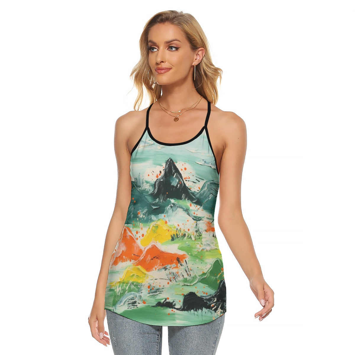 All-Over Print Women's Criss-Cross Open Back Tank Top