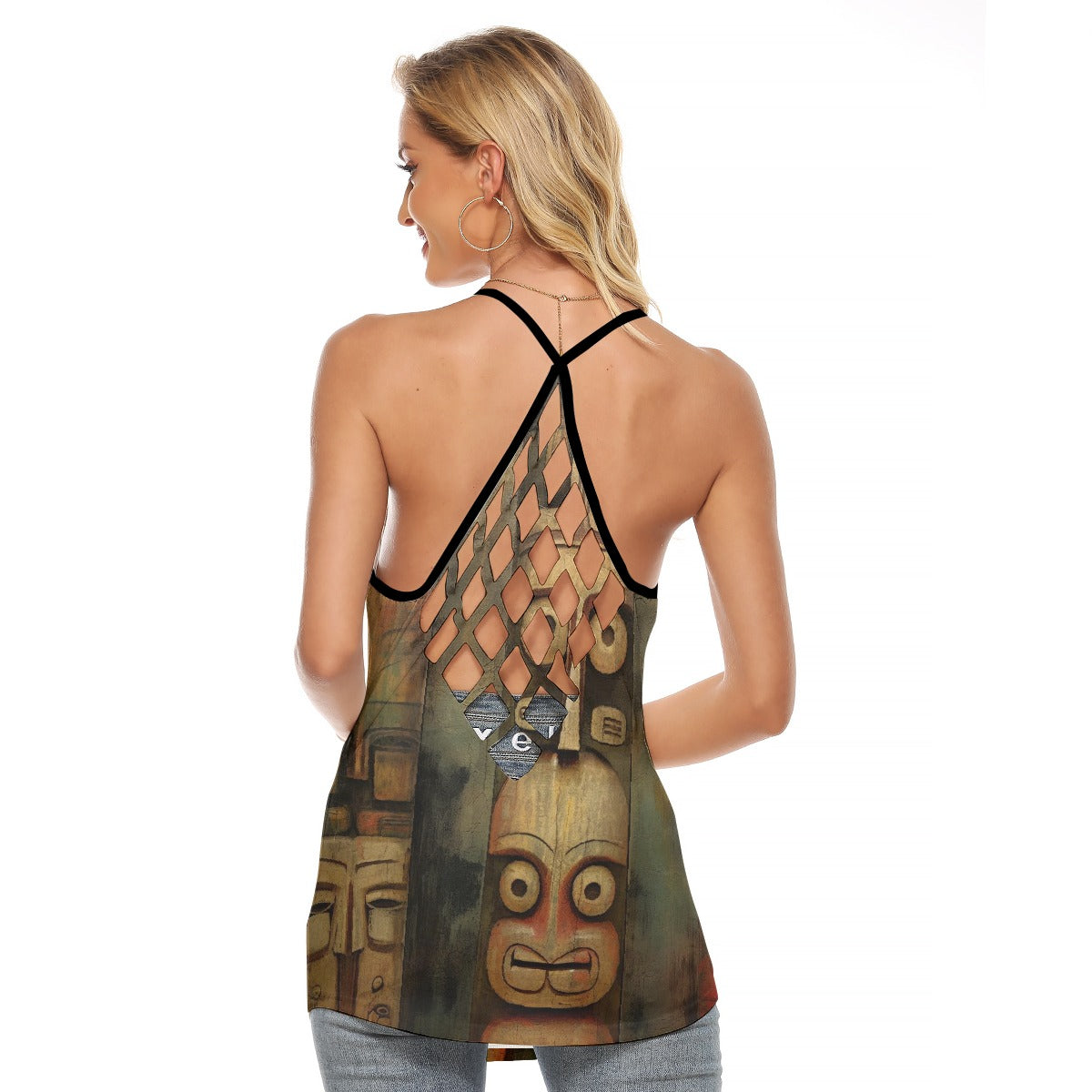 All-Over Print Women's Criss-Cross Open Back Tank Top