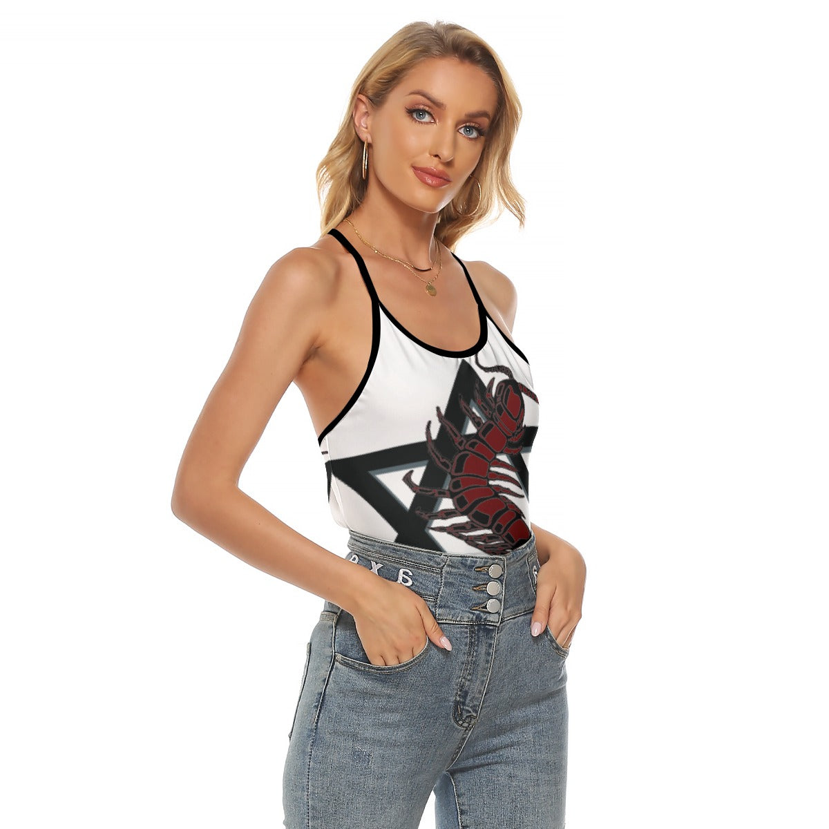 All-Over Print Women's Criss-Cross Open Back Tank Top