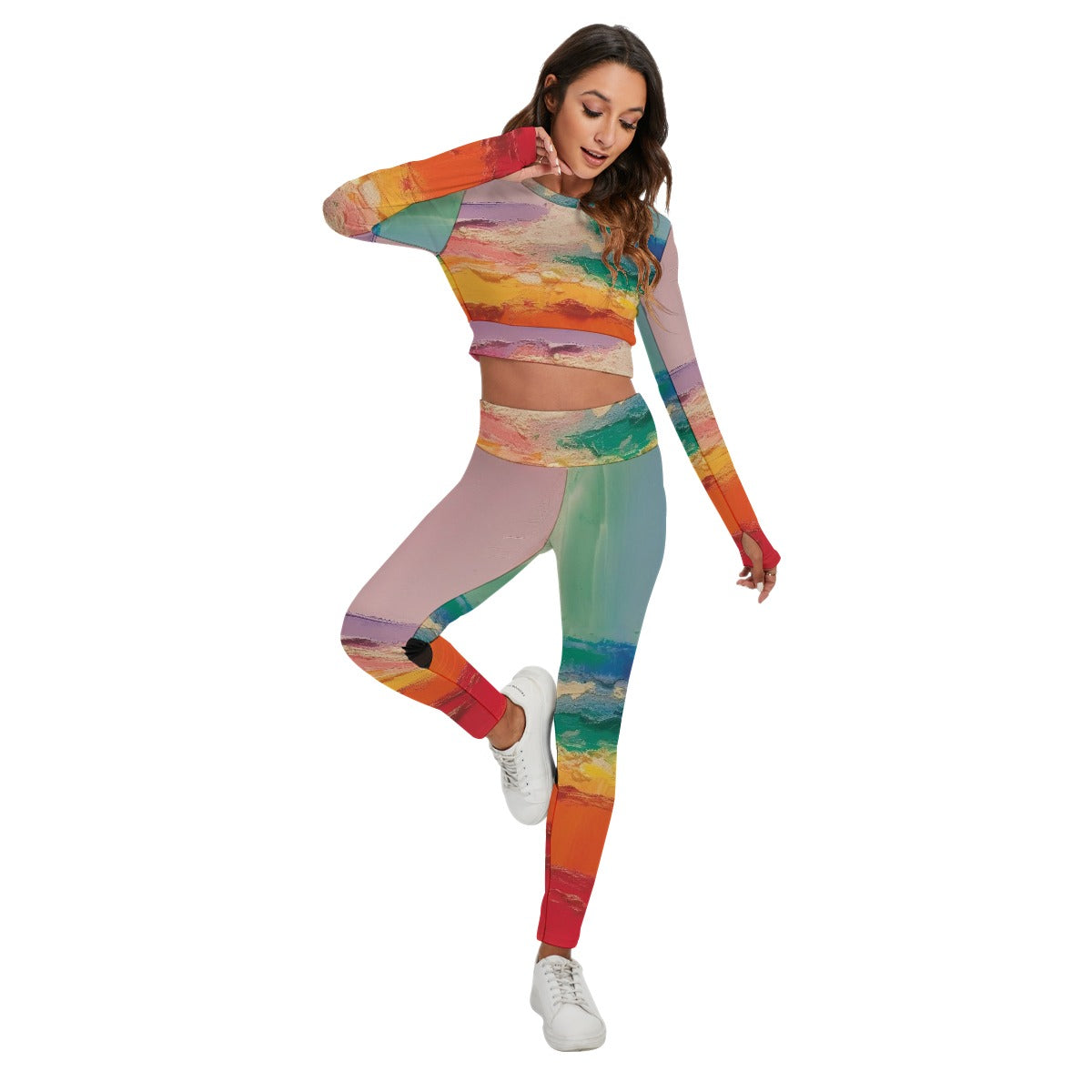 All-Over Print Women's Sport Set With Backless Top And Leggings