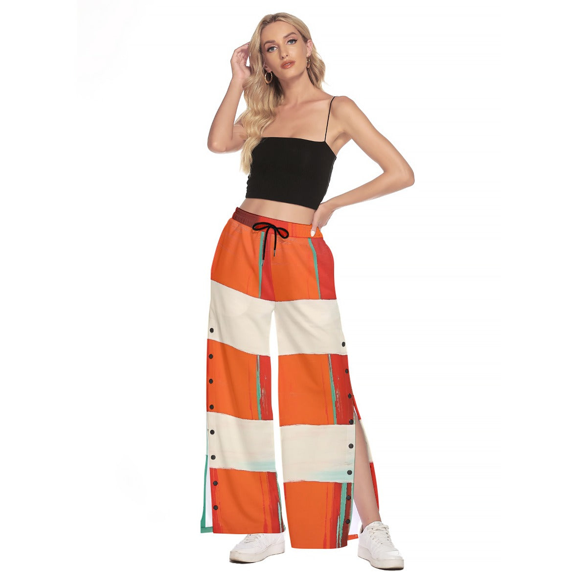 All-Over Print Women's Side Slit Snap Button Trousers