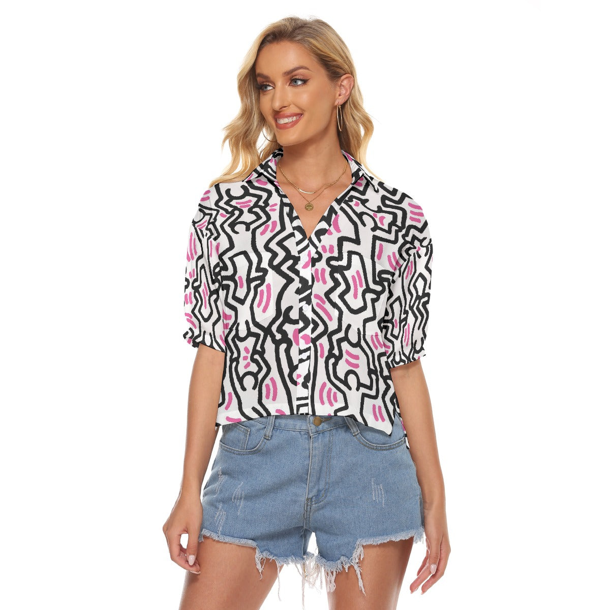 All-Over Print Women's V-neck Shirts