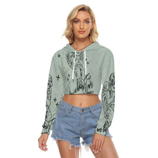 All-Over Print Women's Crop Top Hoodie|Velvet