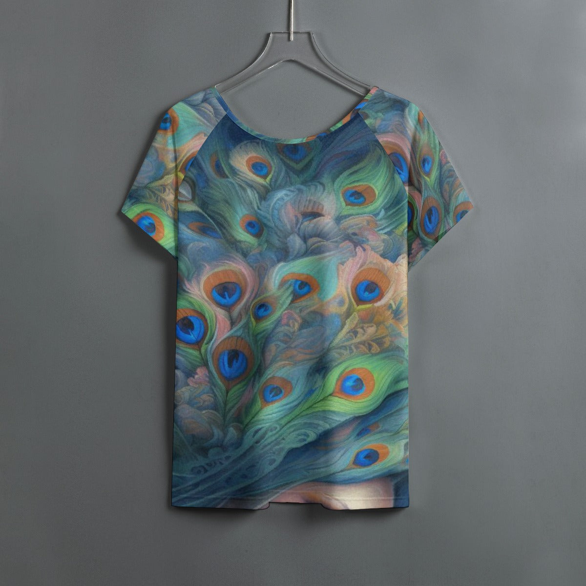 All-Over Print Women's Round Neck T-shirt With Raglan Sleeve