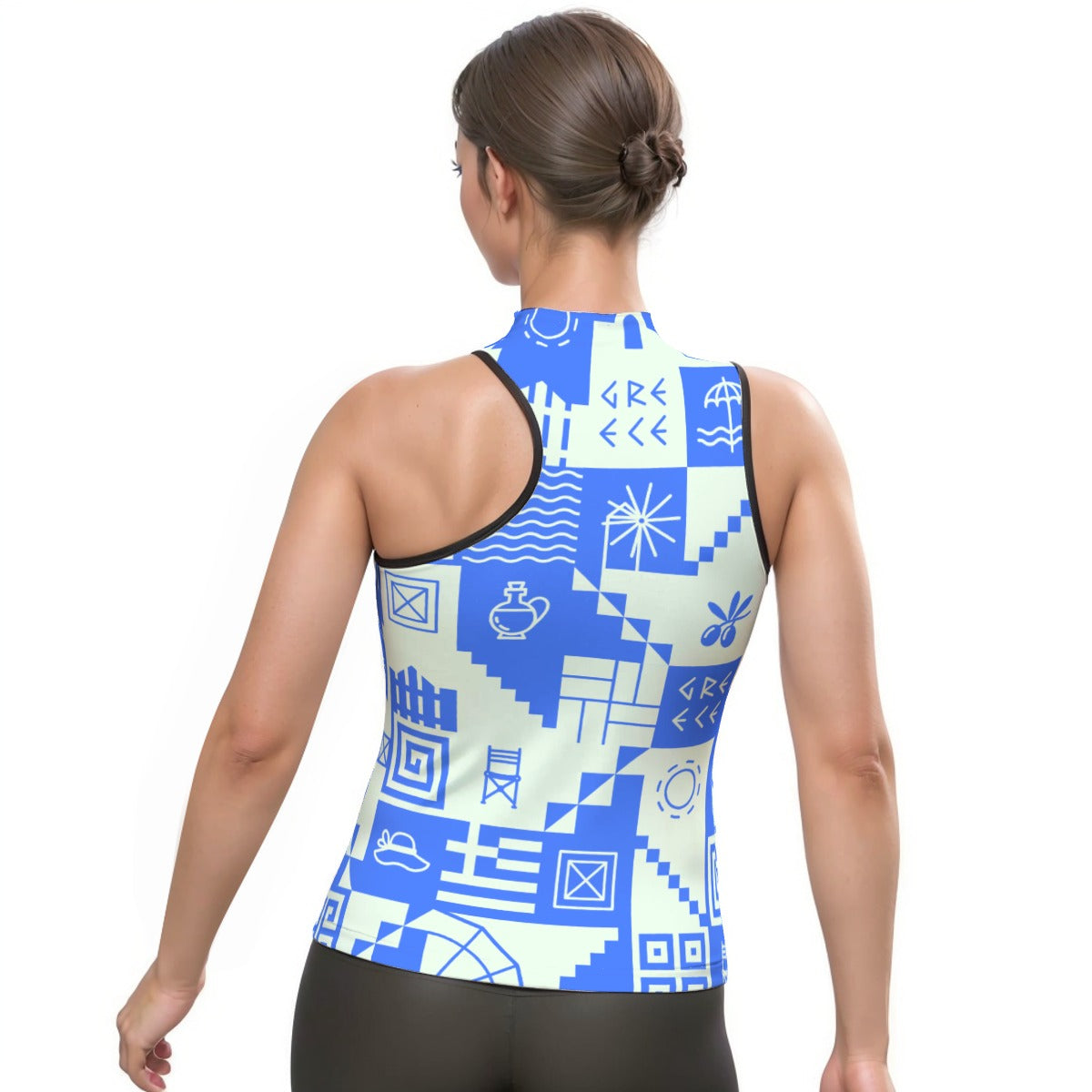 All-Over Print Women's Halter Sleeveless Asymmetrical Tank Top