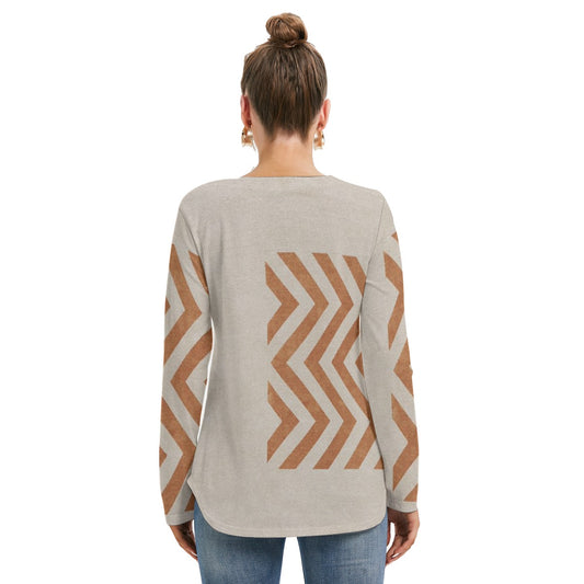 All-Over Print Women's Long Sleeve Neckline Tie Sweatshirt