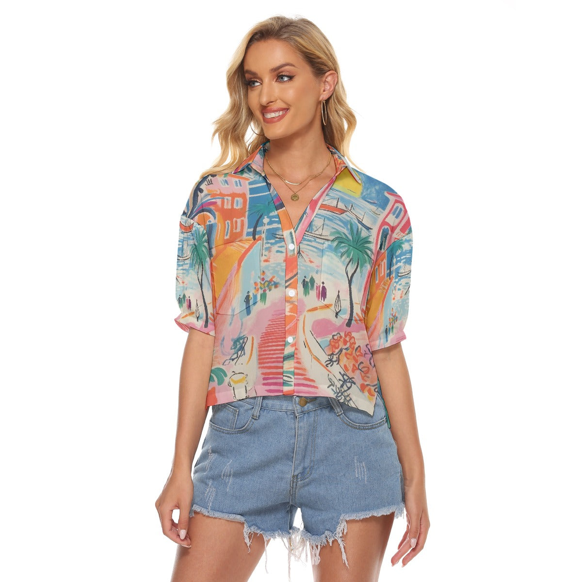 All-Over Print Women's V-neck Shirts