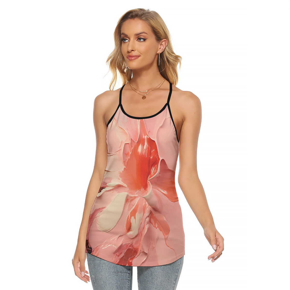 All-Over Print Women's Criss-Cross Open Back Tank Top