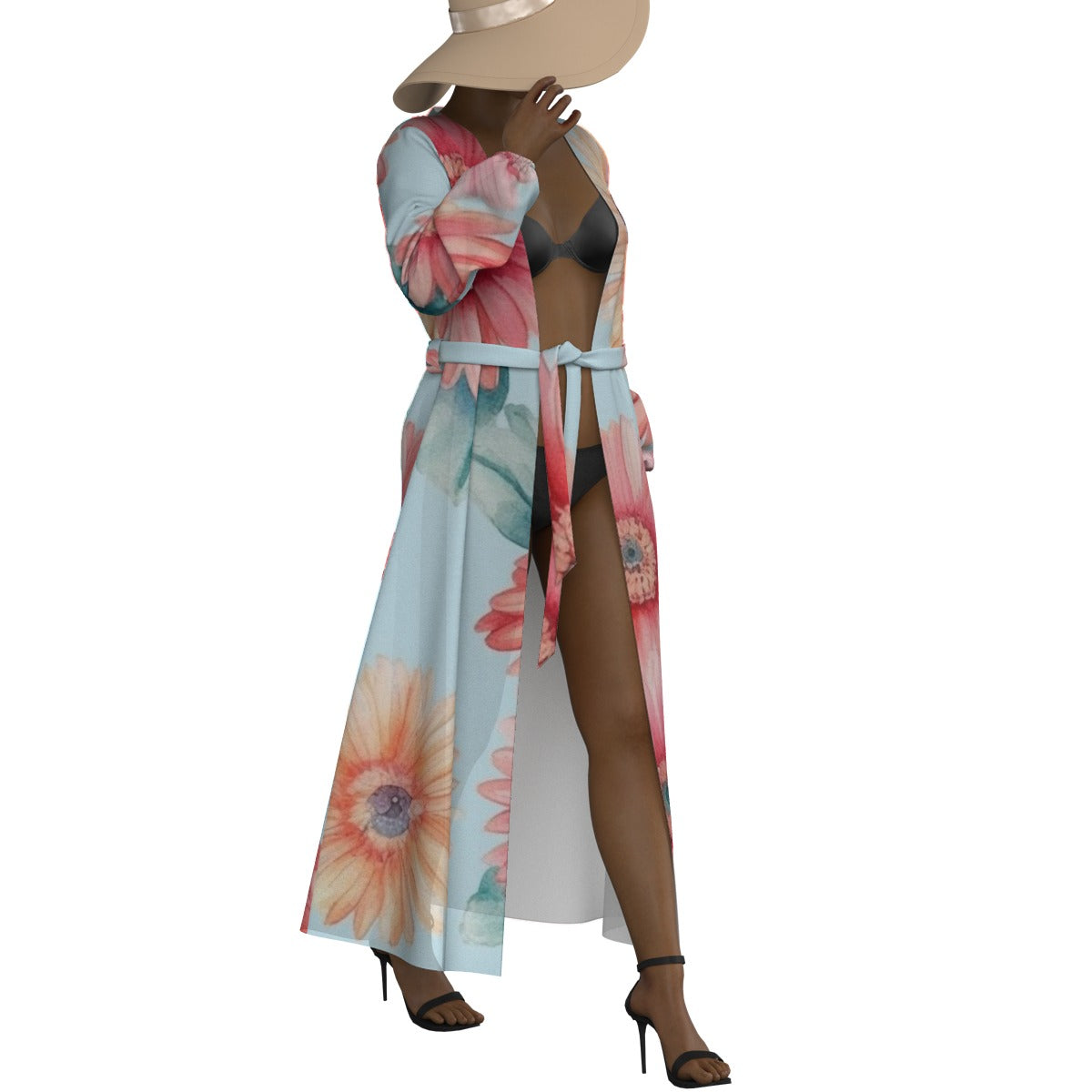 All-Over Print Women's Lace-up Chiffon Robe