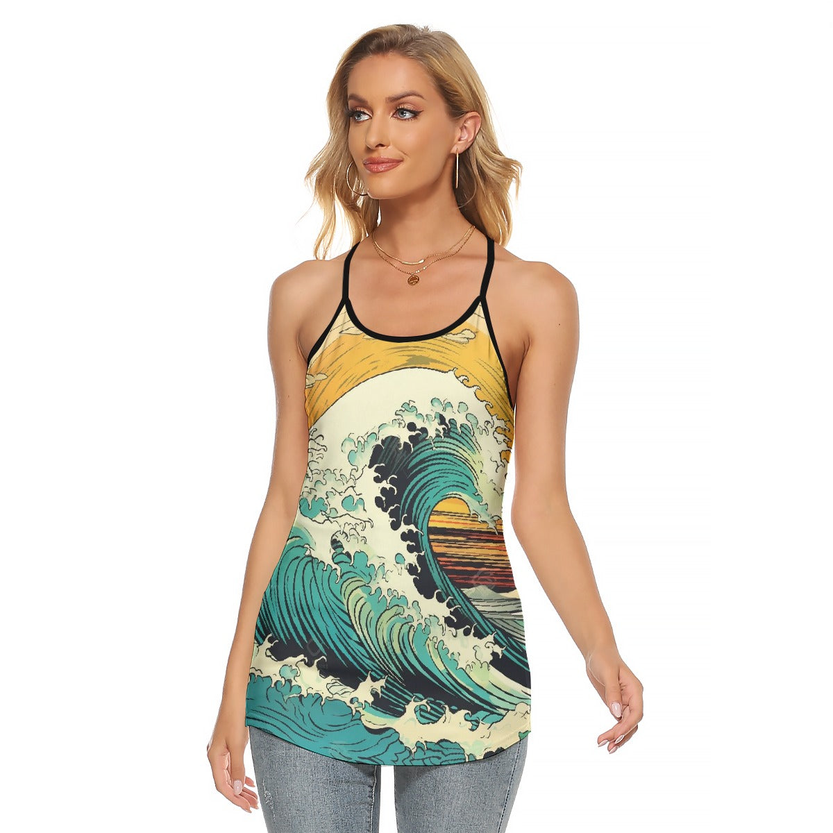 All-Over Print Women's Criss-Cross Open Back Tank Top