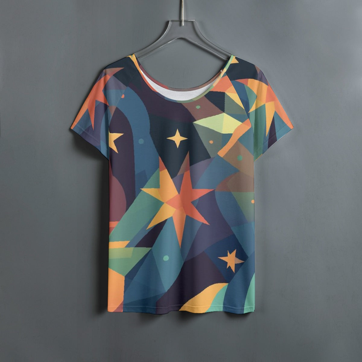 All-Over Print Women's Round Neck T-shirt With Raglan Sleeve