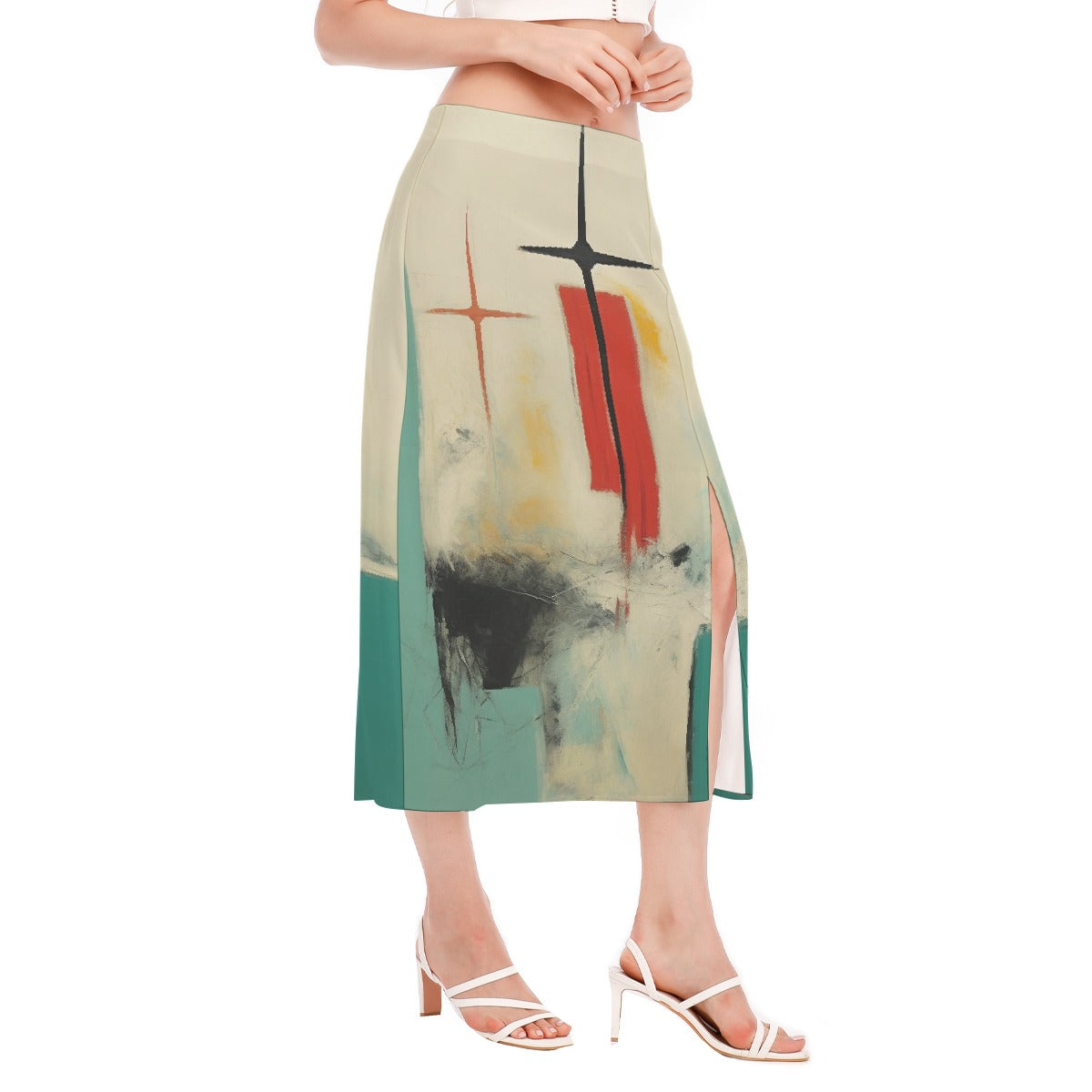 All-Over Print Women's High Slit Long Skirt