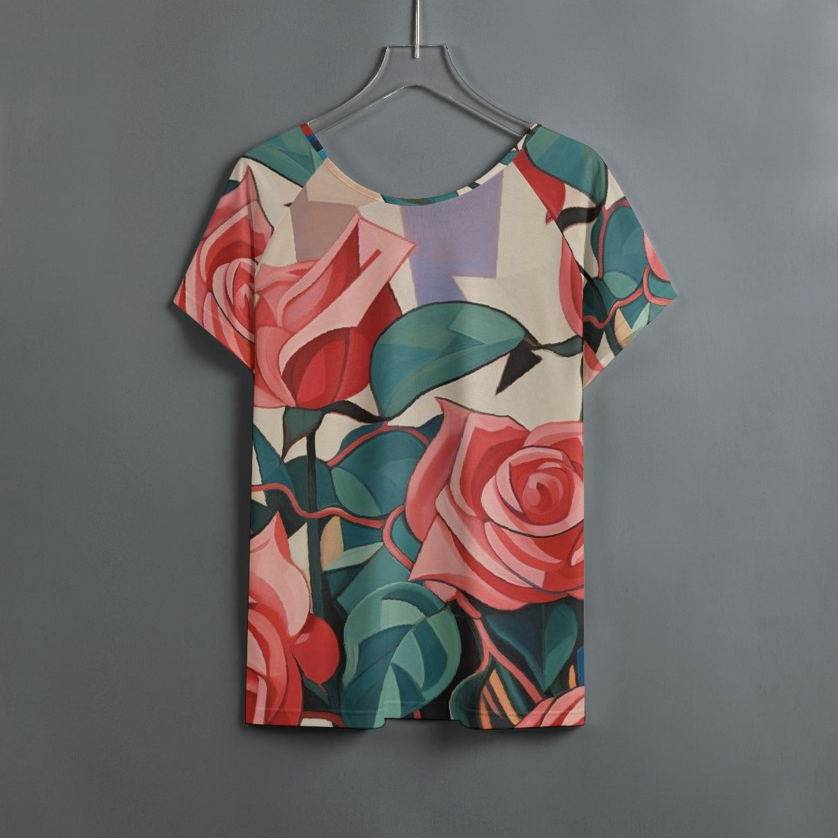 All-Over Print Women's Round Neck T-shirt With Raglan Sleeve