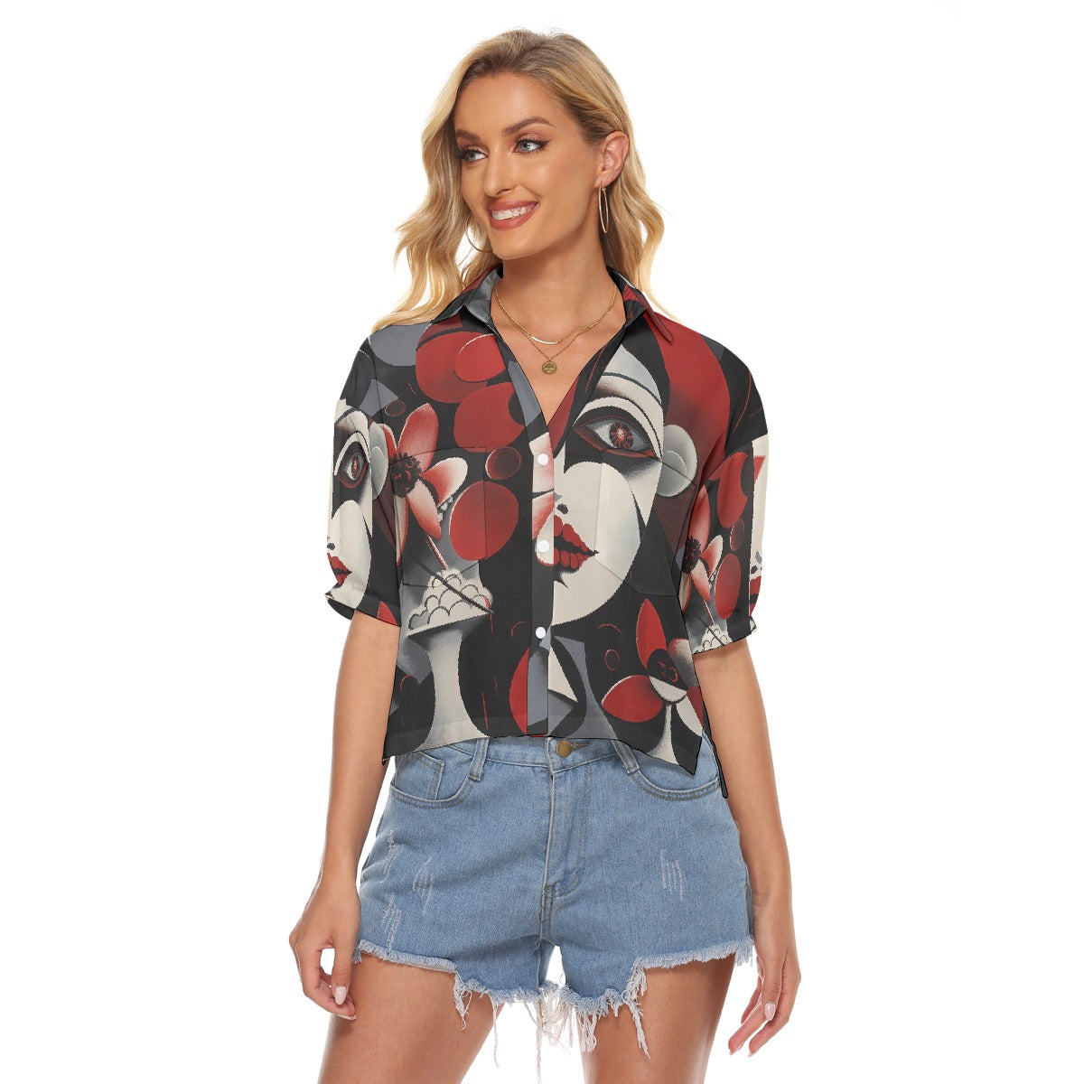 All-Over Print Women's V-neck Shirts
