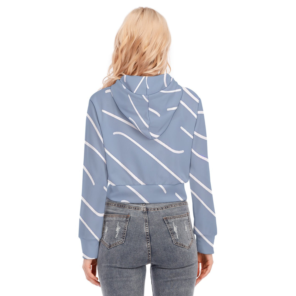 All-Over Print Women's Crop Top Hoodie With Zipper Closure