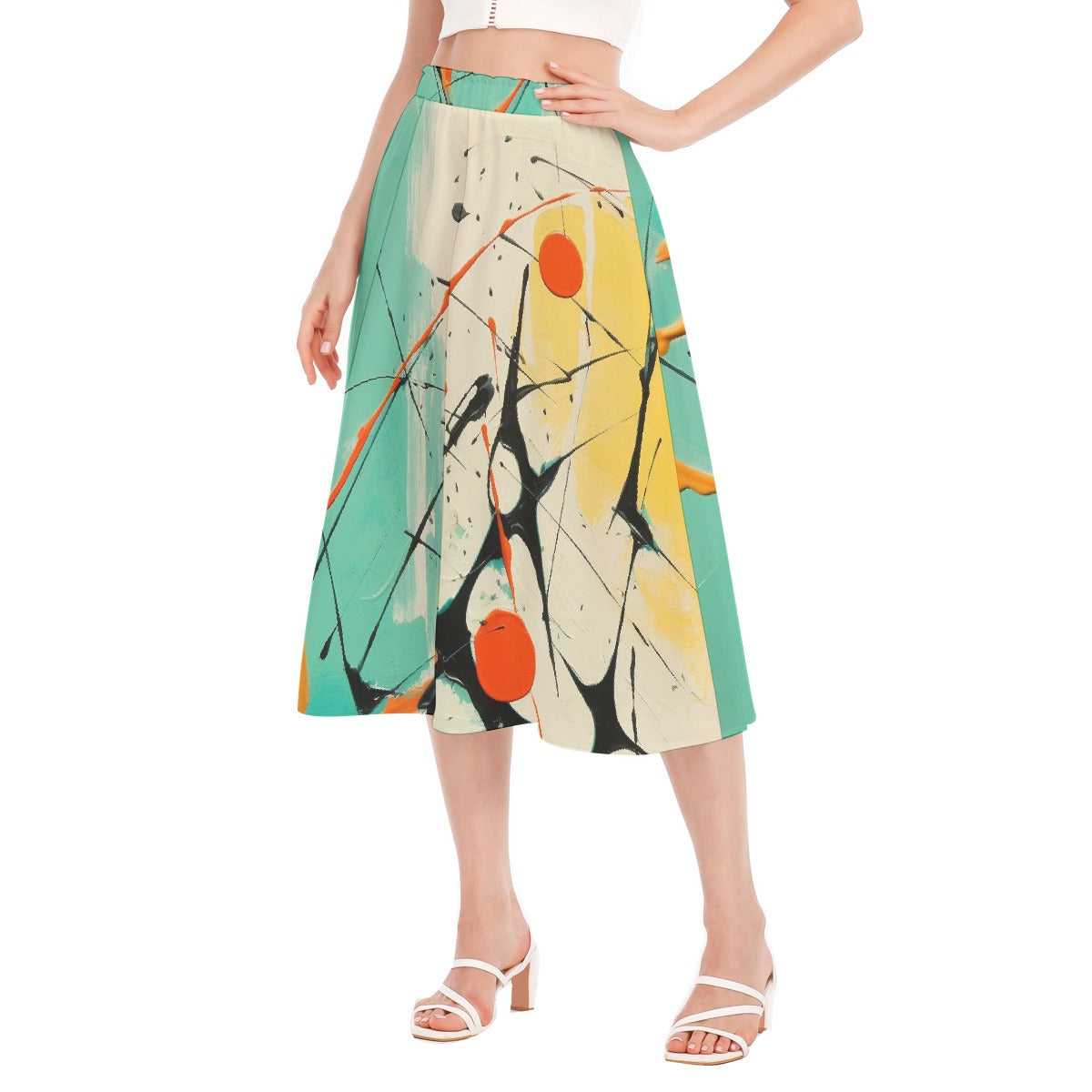 All-Over Print Women's Long Section Chiffon Skirt