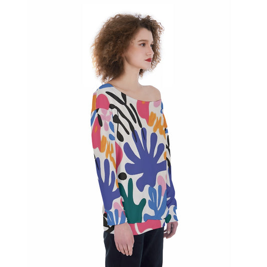 All-Over Print Oversized Women's Off-Shoulder Sweatshirt