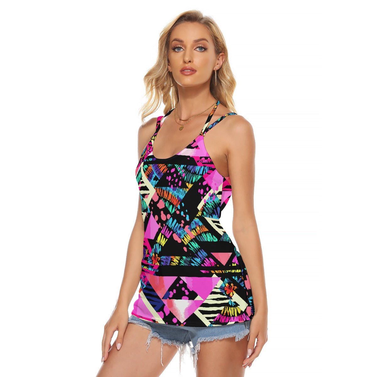 All-Over Print Women's Halter Top With Backless