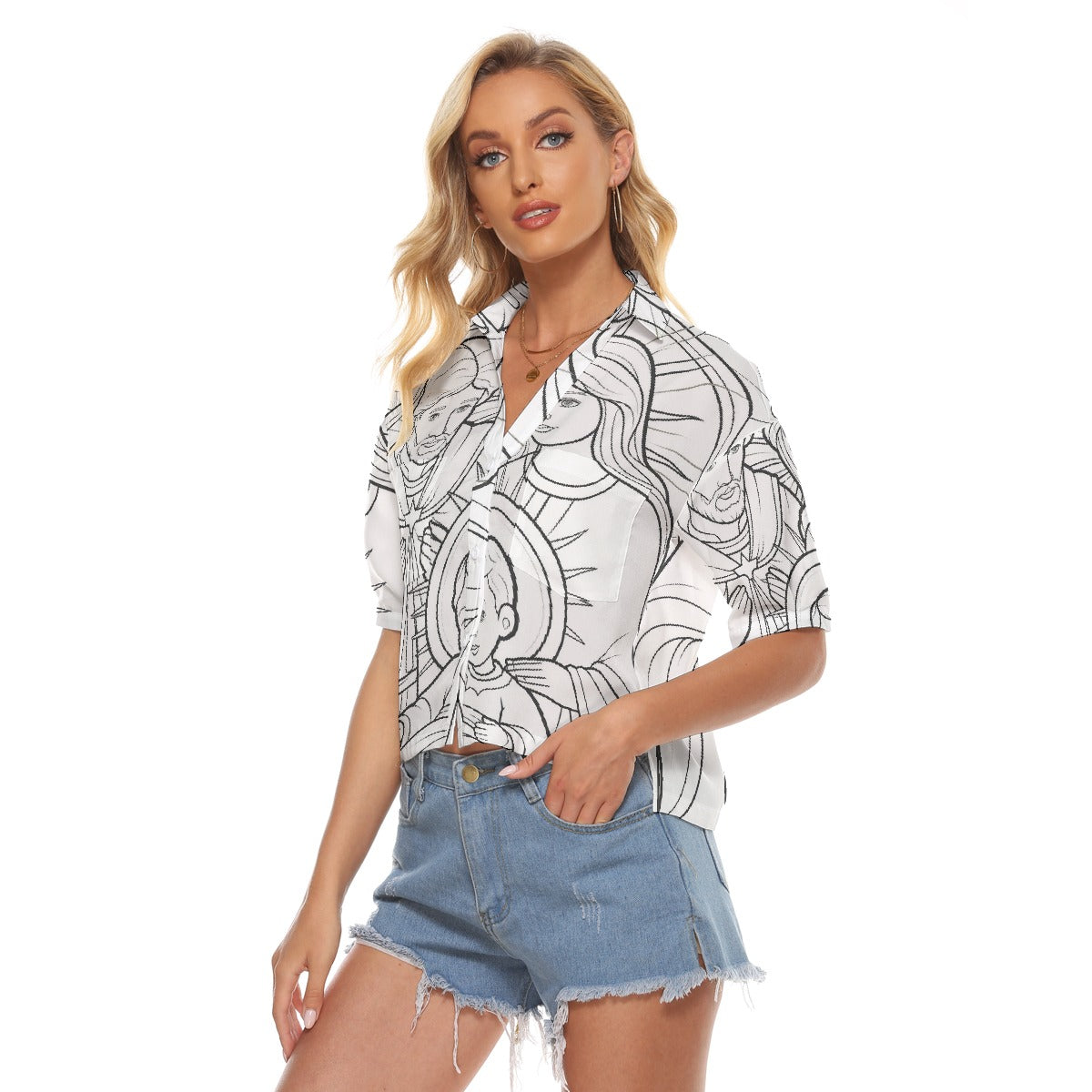 All-Over Print Women's V-neck Shirts