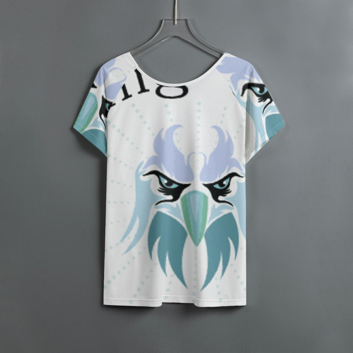 All-Over Print Women's Round Neck T-shirt With Raglan Sleeve