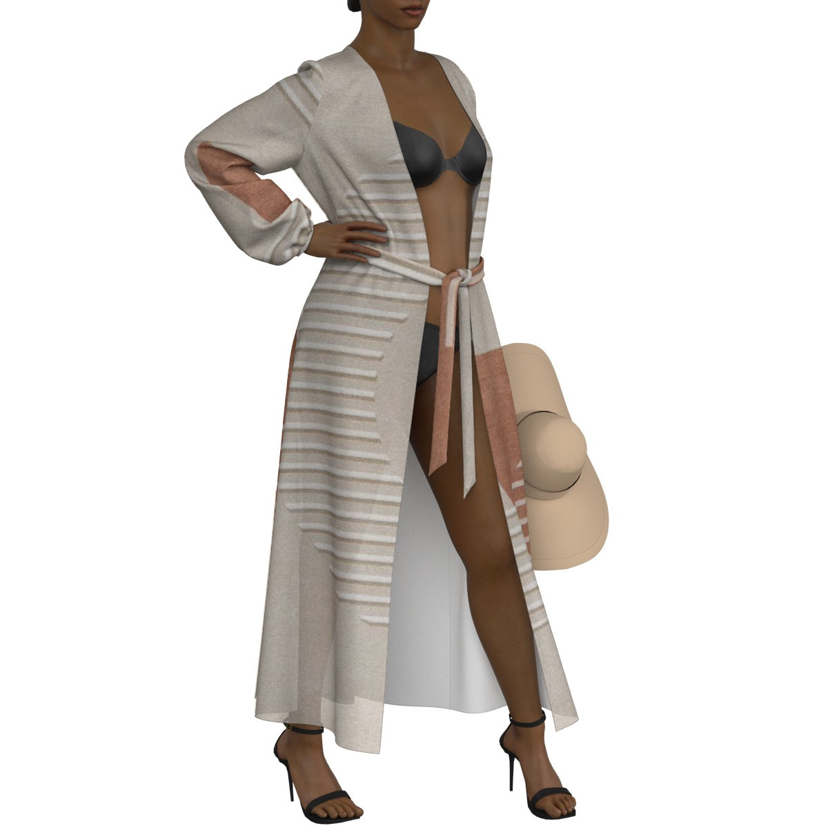 All-Over Print Women's Lace-up Chiffon Robe