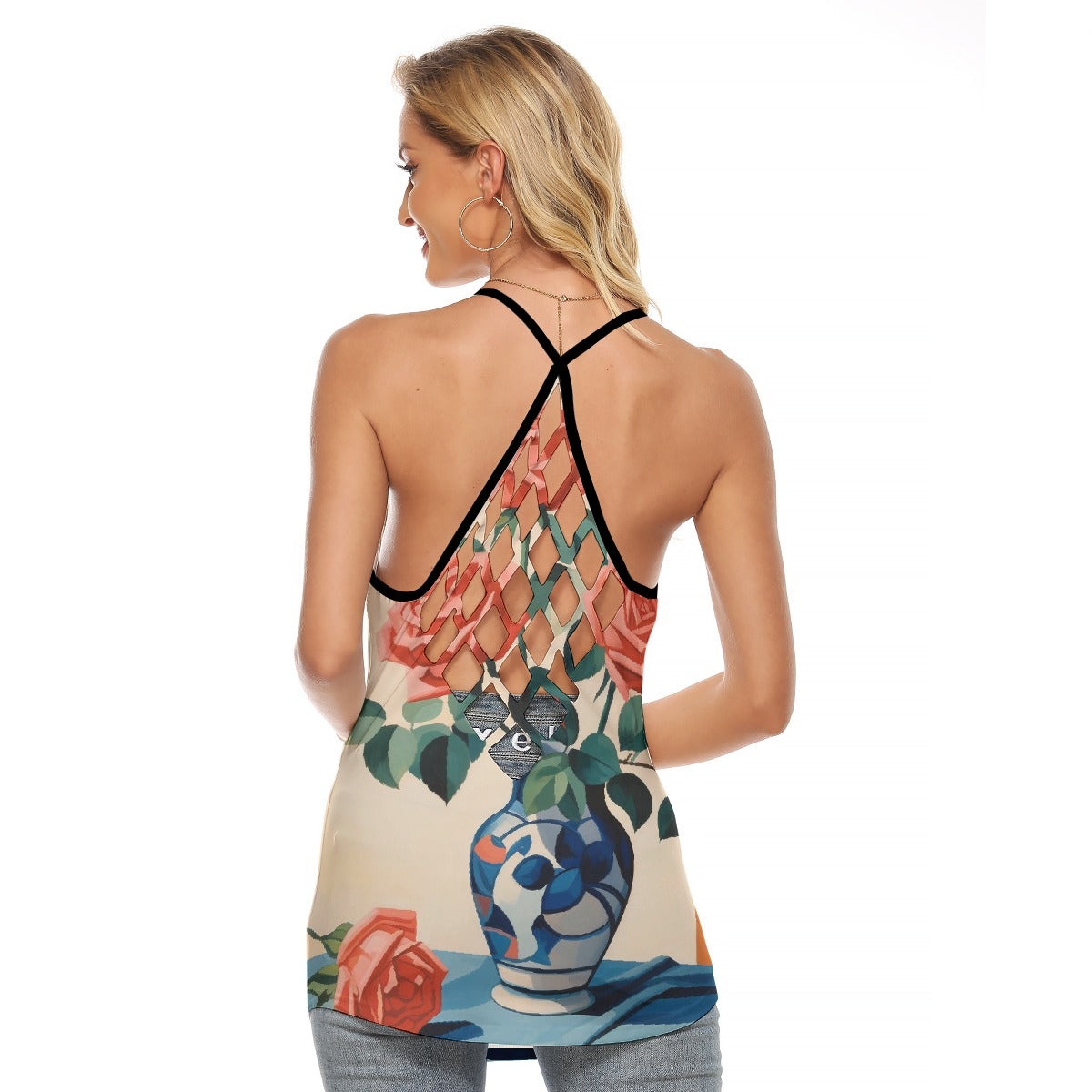 All-Over Print Women's Criss-Cross Open Back Tank Top