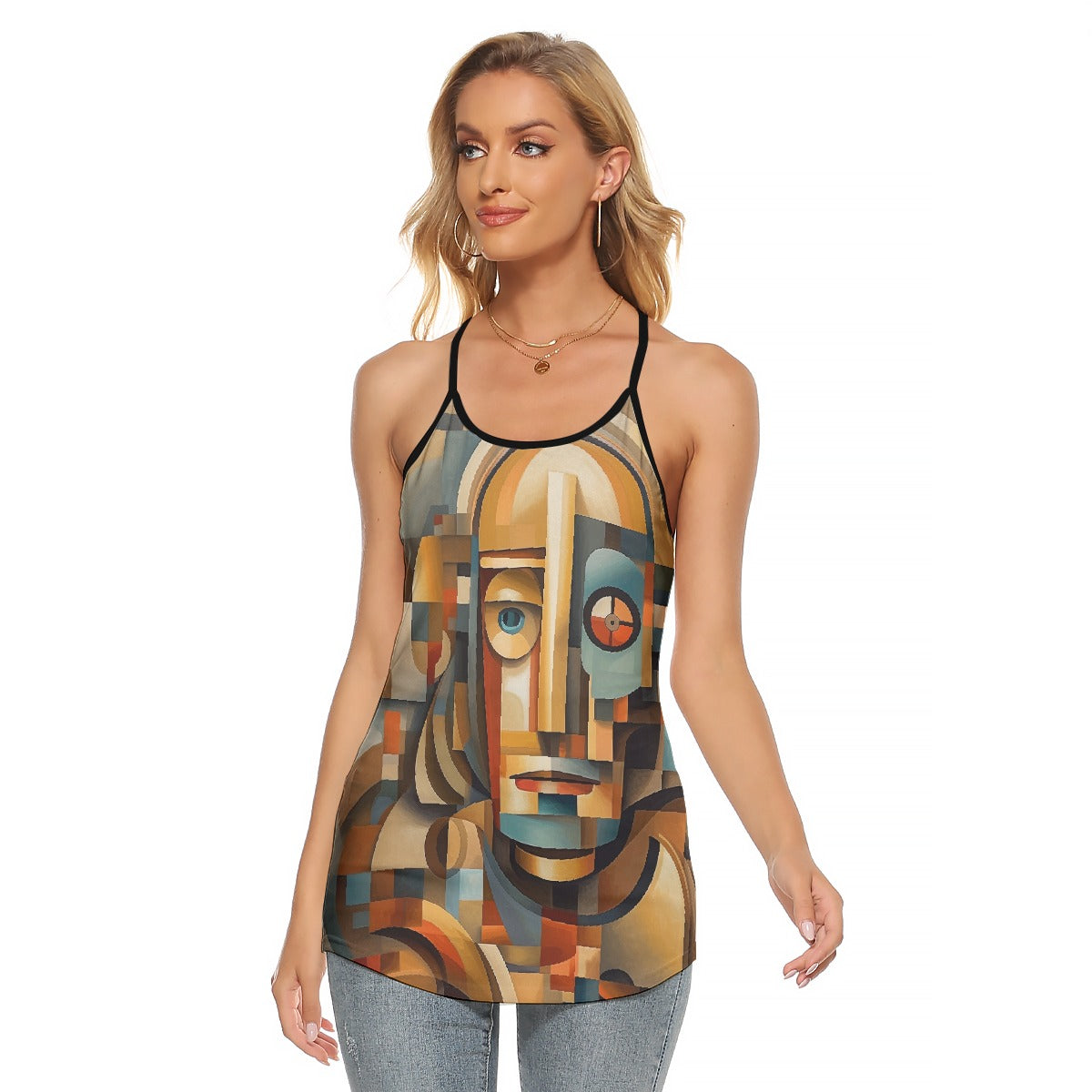 All-Over Print Women's Criss-Cross Open Back Tank Top