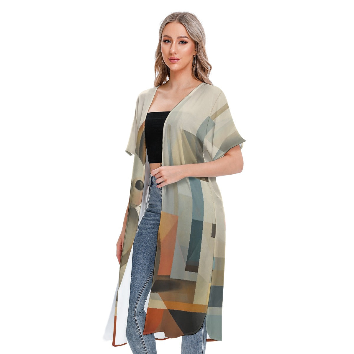 All-Over Print Women's Short Sleeve Cardigan