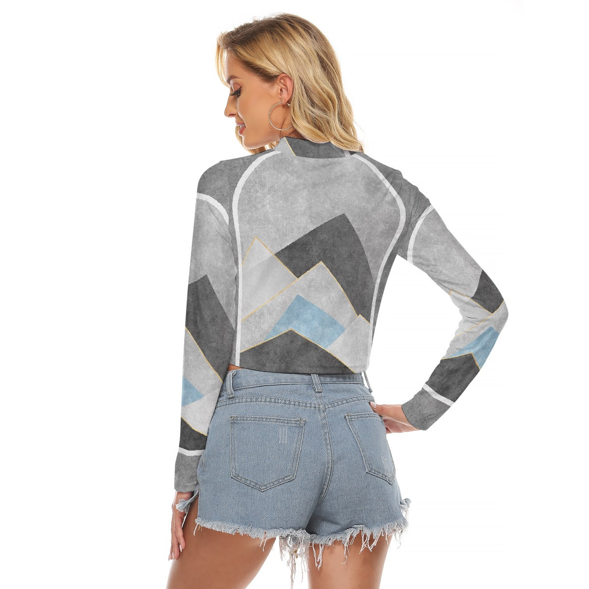 All-Over Print Women's Hollow Chest Keyhole Tight Crop Top