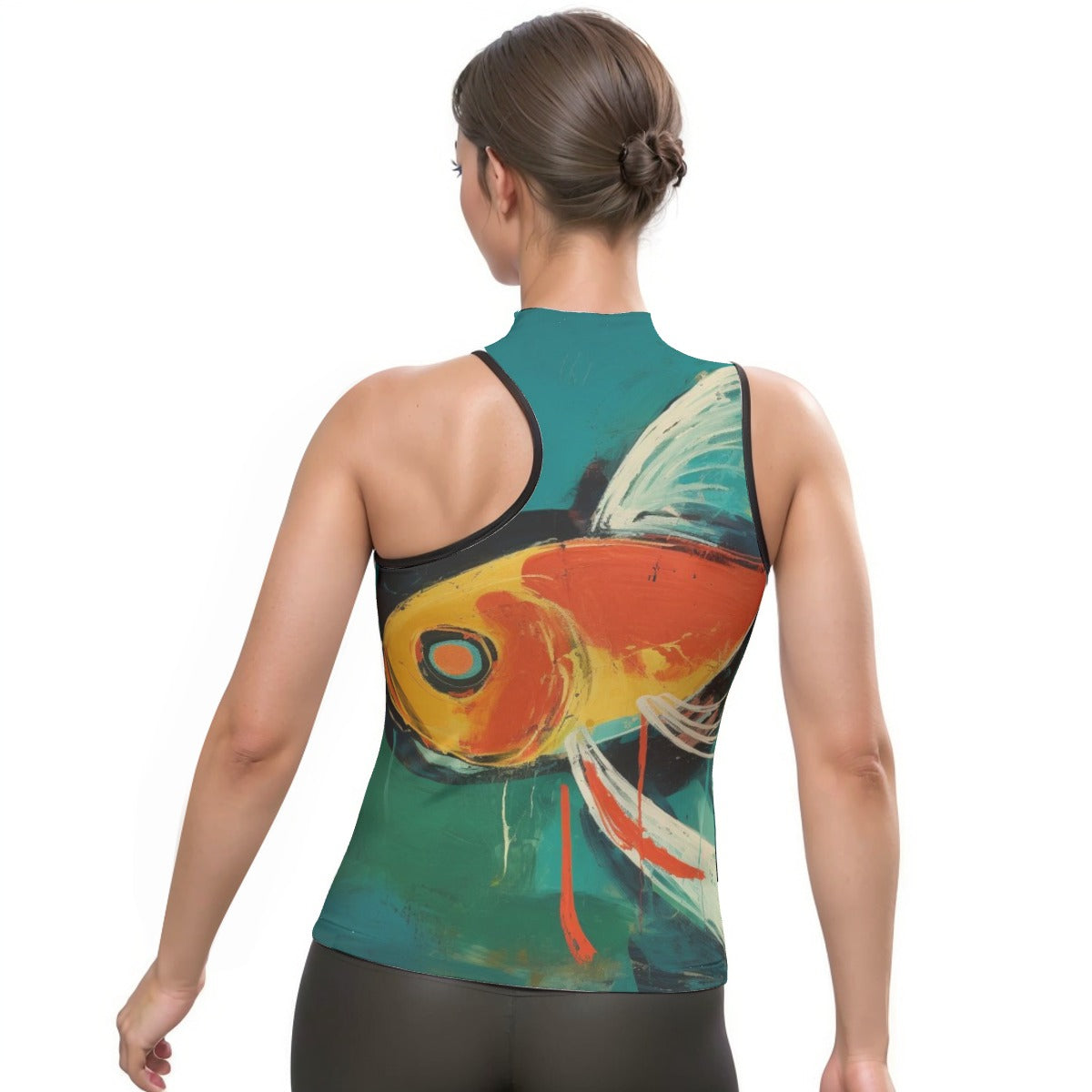 All-Over Print Women's Halter Sleeveless Asymmetrical Tank Top