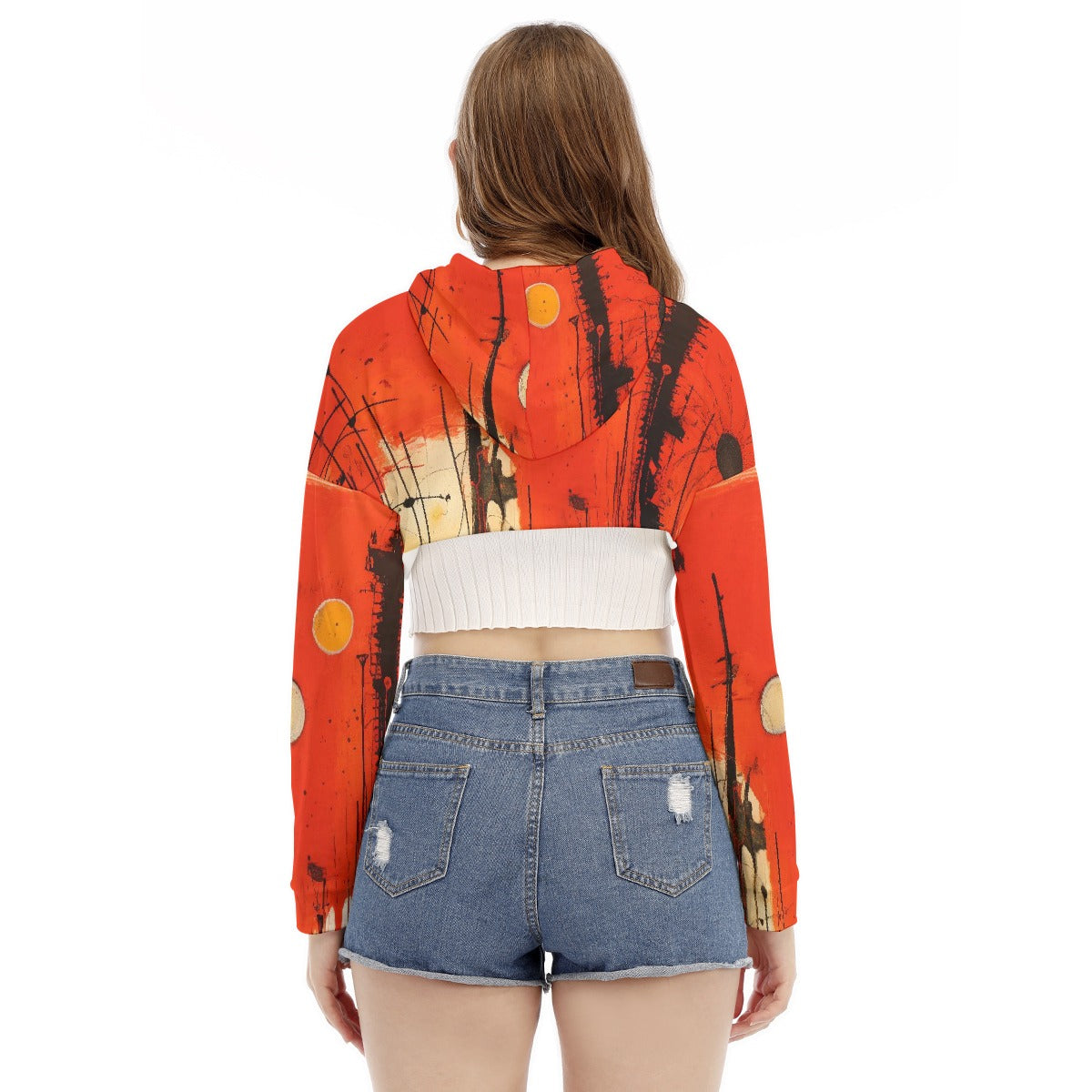 All-Over Print Women's Smock Short Hoodie With Long Sleeve