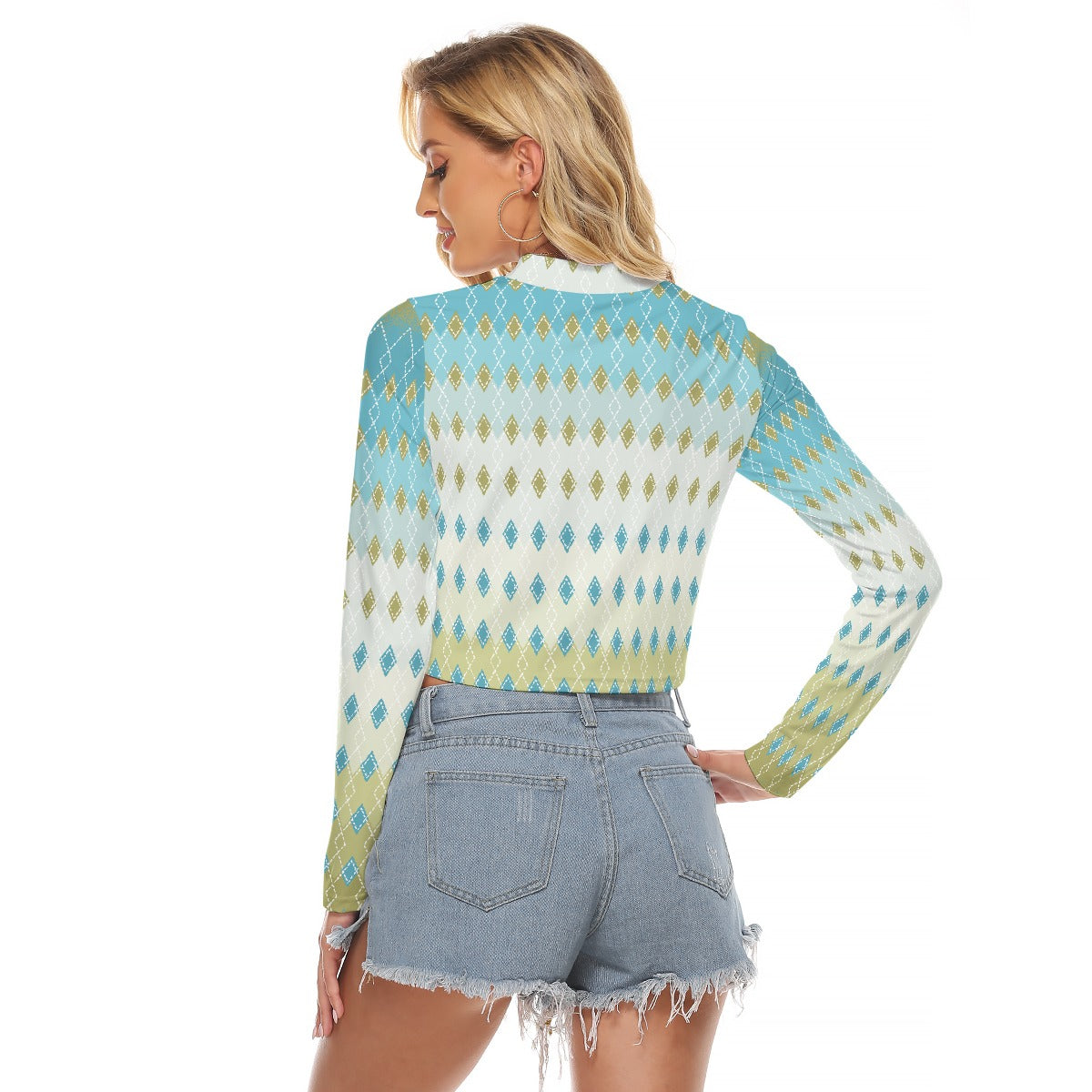 All-Over Print Women's Hollow Chest Keyhole Tight Crop Top