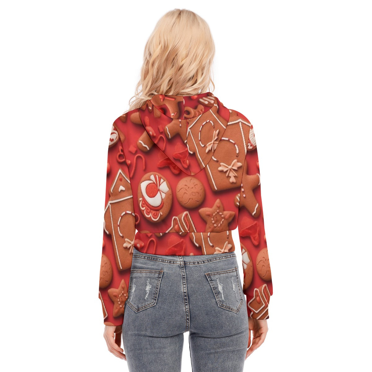 All-Over Print Women's Crop Top Hoodie With Zipper Closure