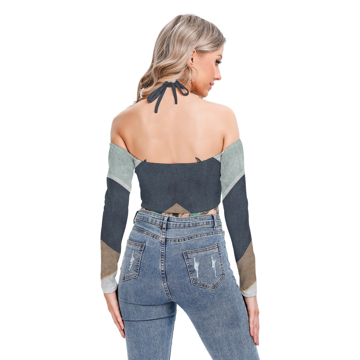 All-Over Print Women's Halter Lace-up Top
