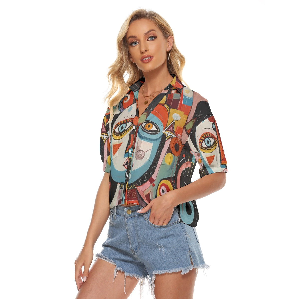 All-Over Print Women's V-neck Shirts