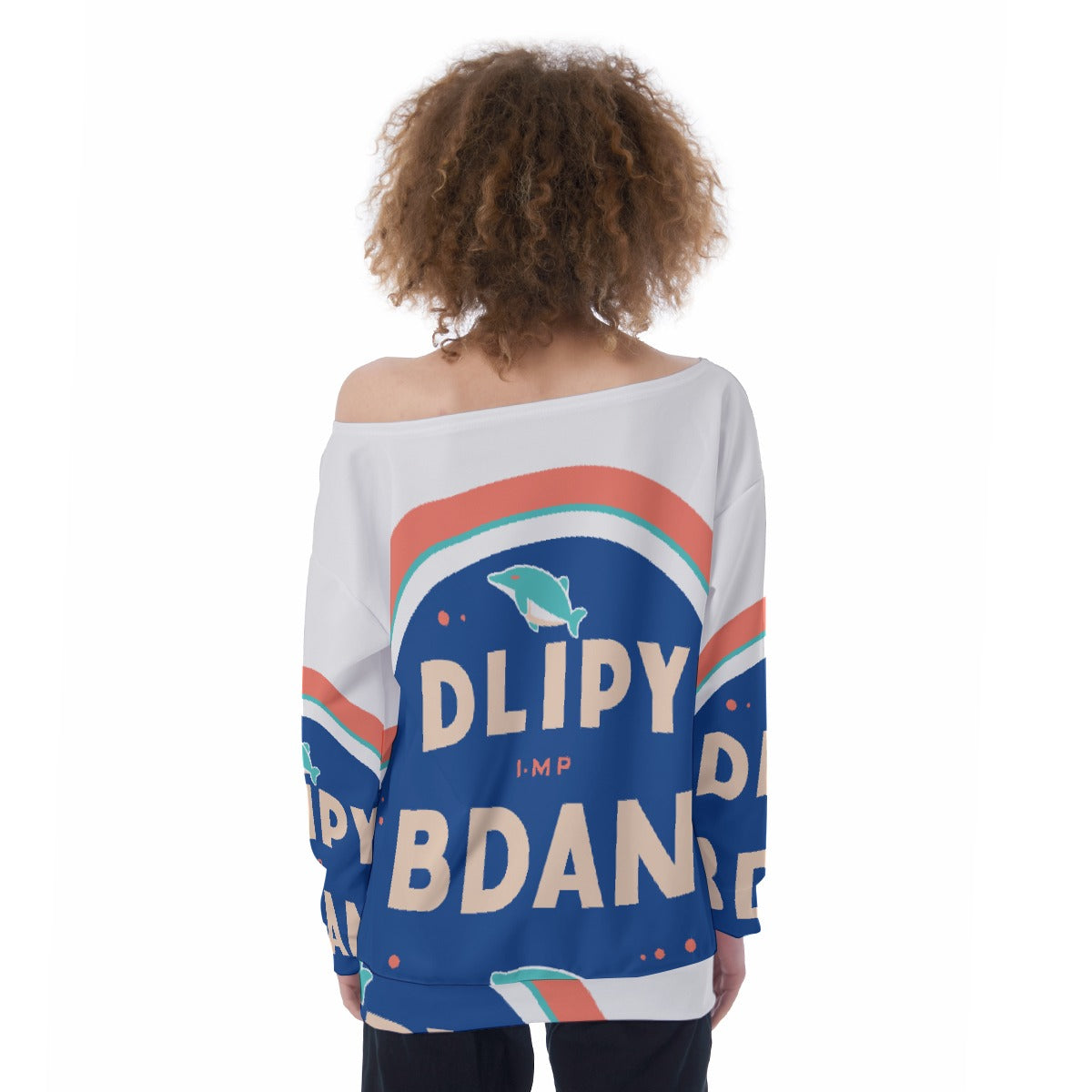 All-Over Print Oversized Women's Off-Shoulder Sweatshirt